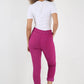 Plain Drawstring Back Pocket Magic Pants