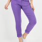 Purple-Plain Drawstring Back Pocket Magic Pants