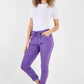 Plain Drawstring Back Pocket Magic Pants
