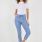 Plain Drawstring Back Pocket Magic Pants