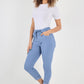 Plain Drawstring Back Pocket Magic Pants