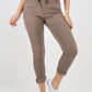 Stone-Plain Drawstring Back Pocket Magic Pants