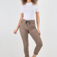 Plain Drawstring Back Pocket Magic Pants