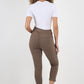 Plain Drawstring Back Pocket Magic Pants