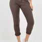 Plain Drawstring Back Pocket Magic Pants