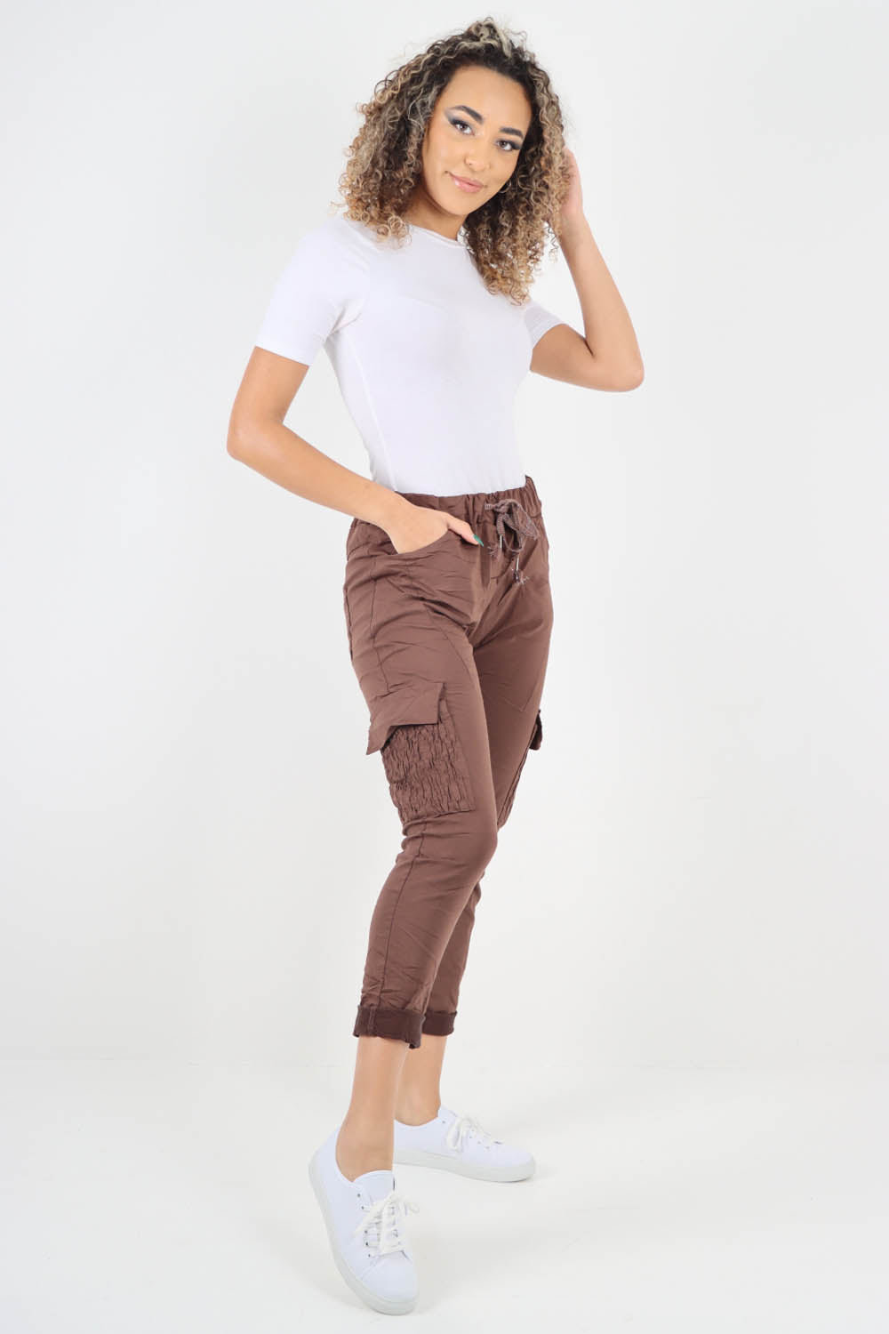 Ruched Pocket Drawstring Magic Pants