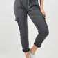 Charcoal-Ruched Pocket Drawstring Magic Pants