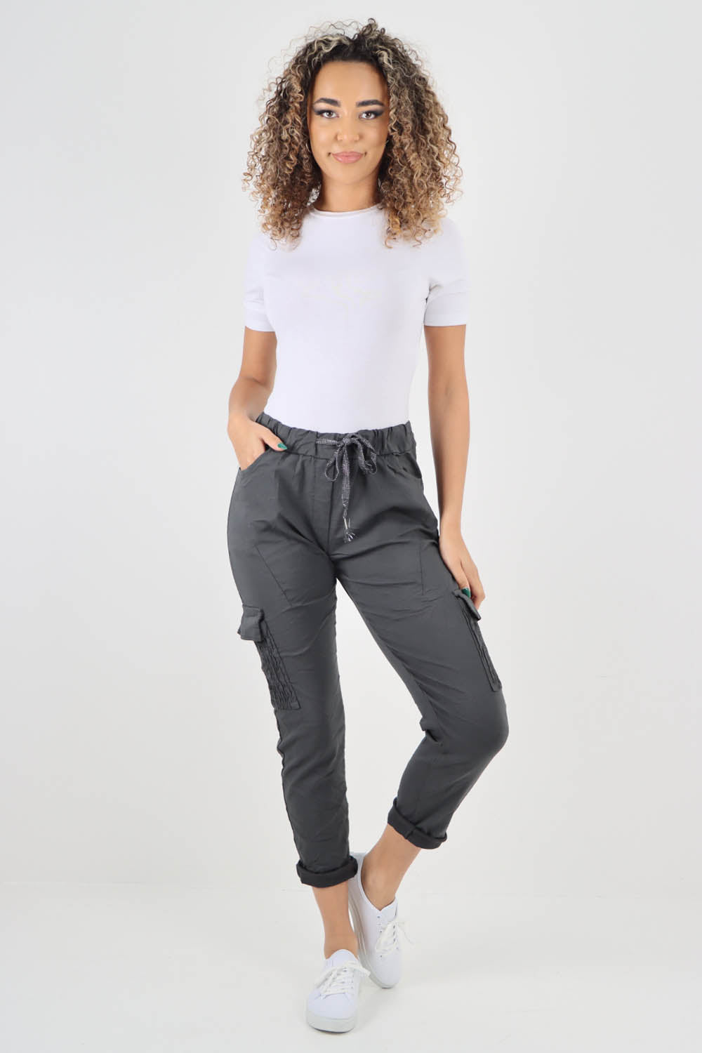 Ruched Pocket Drawstring Magic Pants