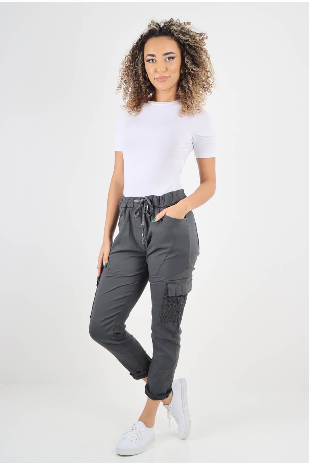 Ruched Pocket Drawstring Magic Pants