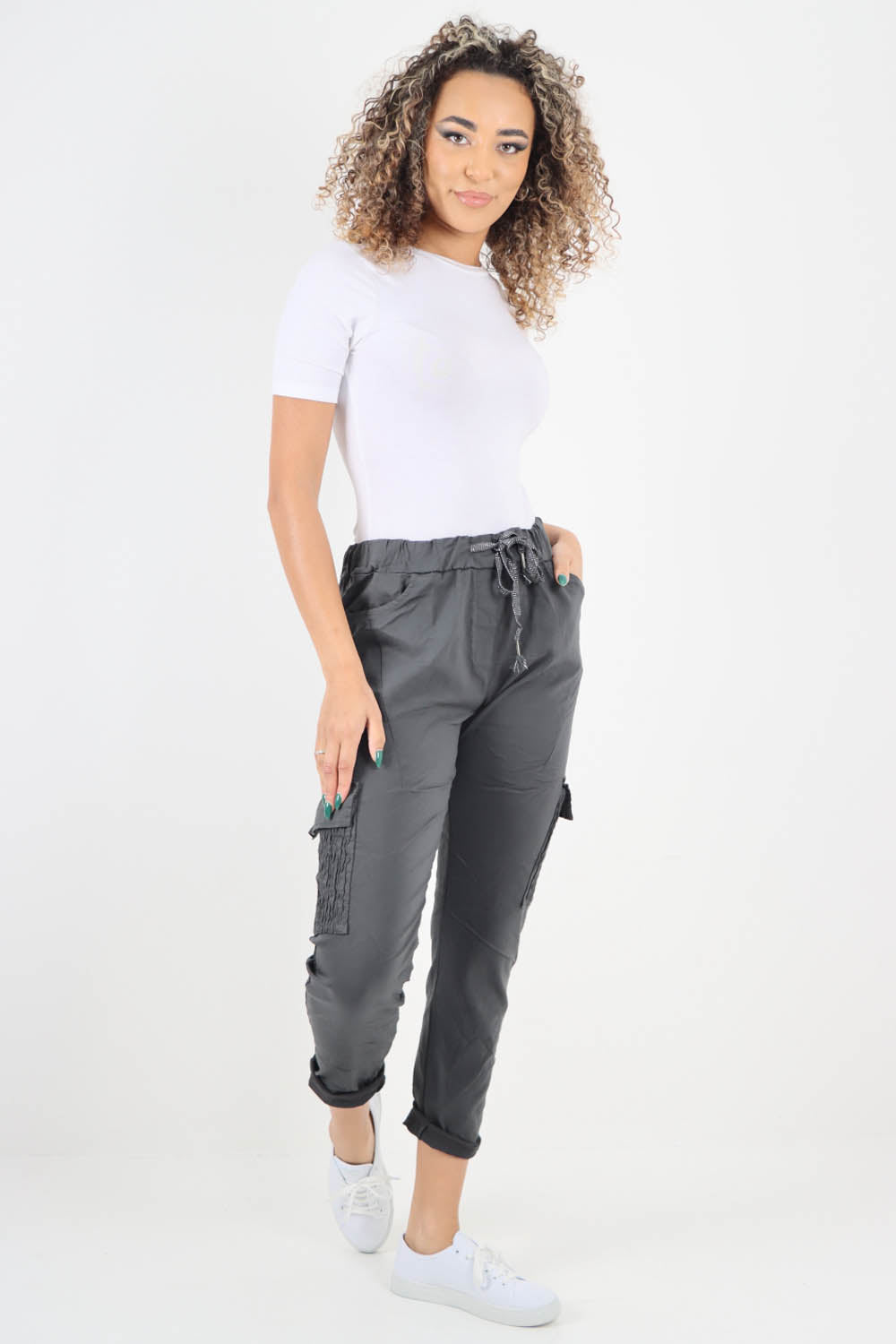 Ruched Pocket Drawstring Magic Pants