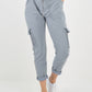 Grey-Ruched Pocket Drawstring Magic Pants