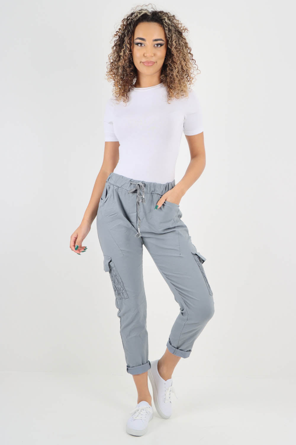 Ruched Pocket Drawstring Magic Pants