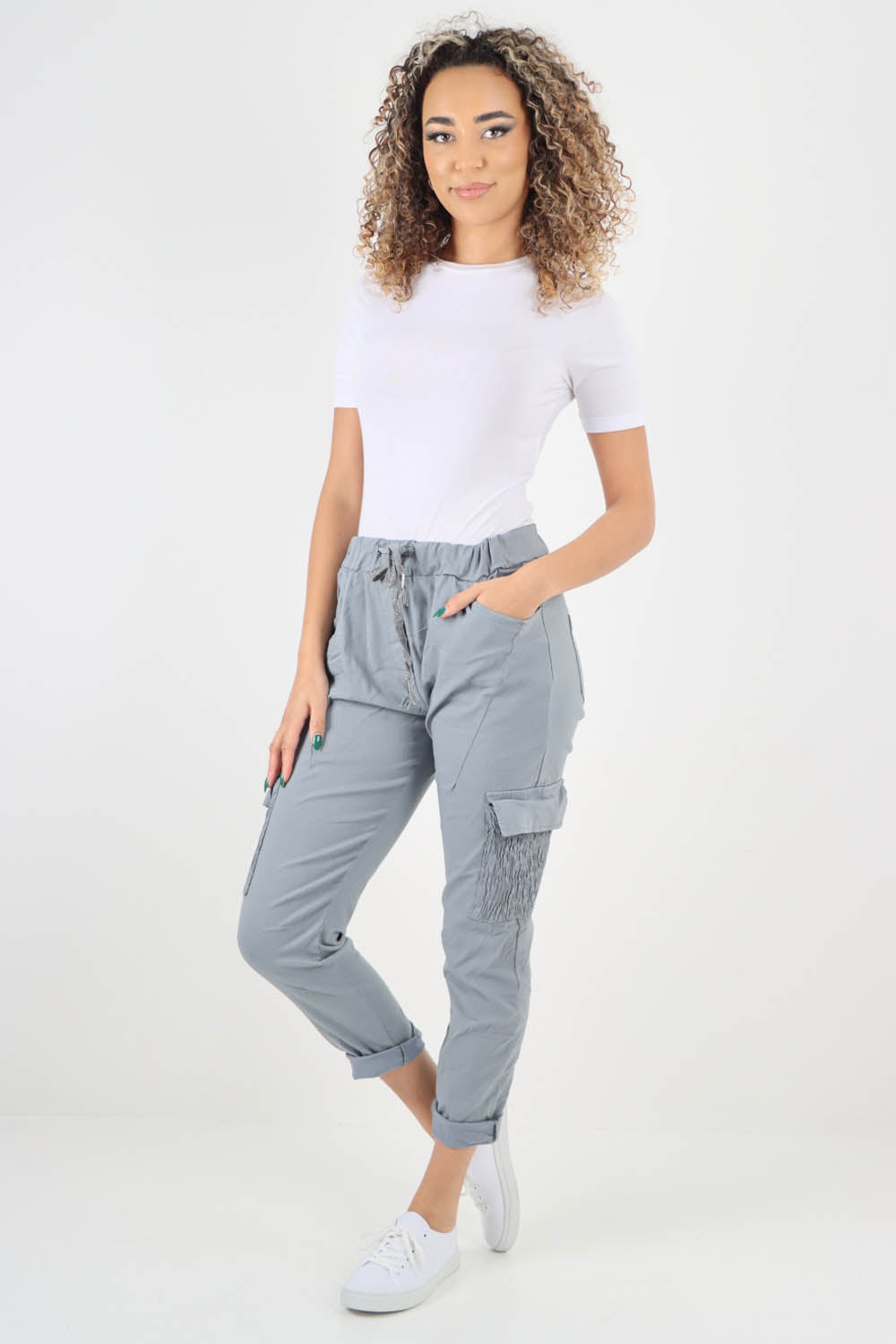 Ruched Pocket Drawstring Magic Pants