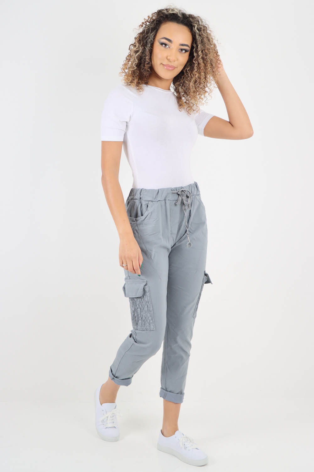 Ruched Pocket Drawstring Magic Pants