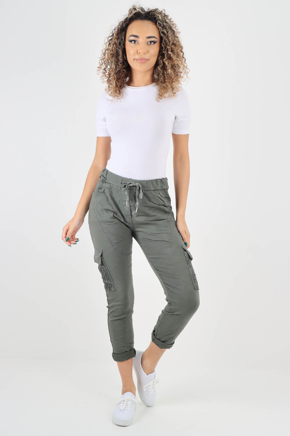 Ruched Pocket Drawstring Magic Pants