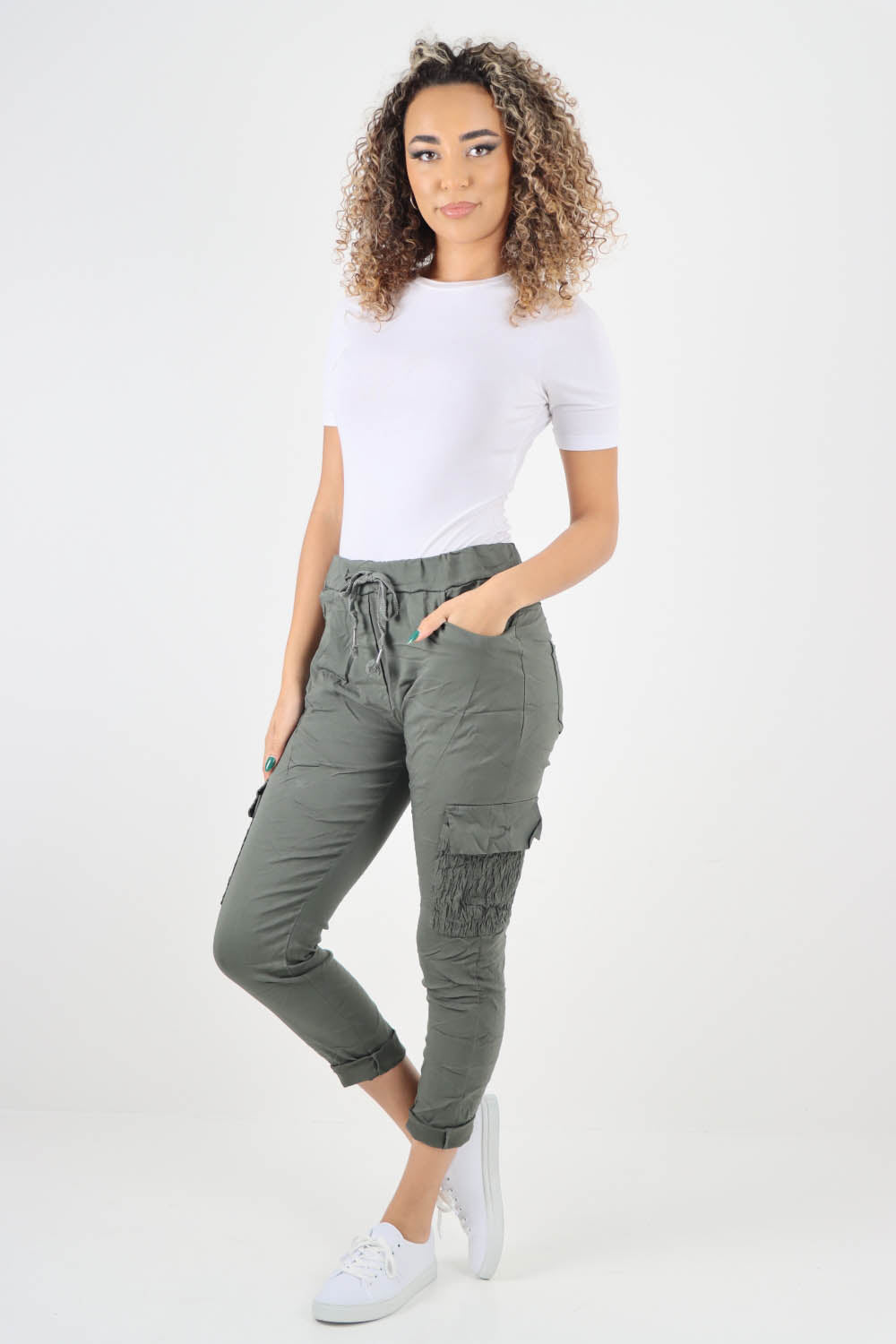 Ruched Pocket Drawstring Magic Pants