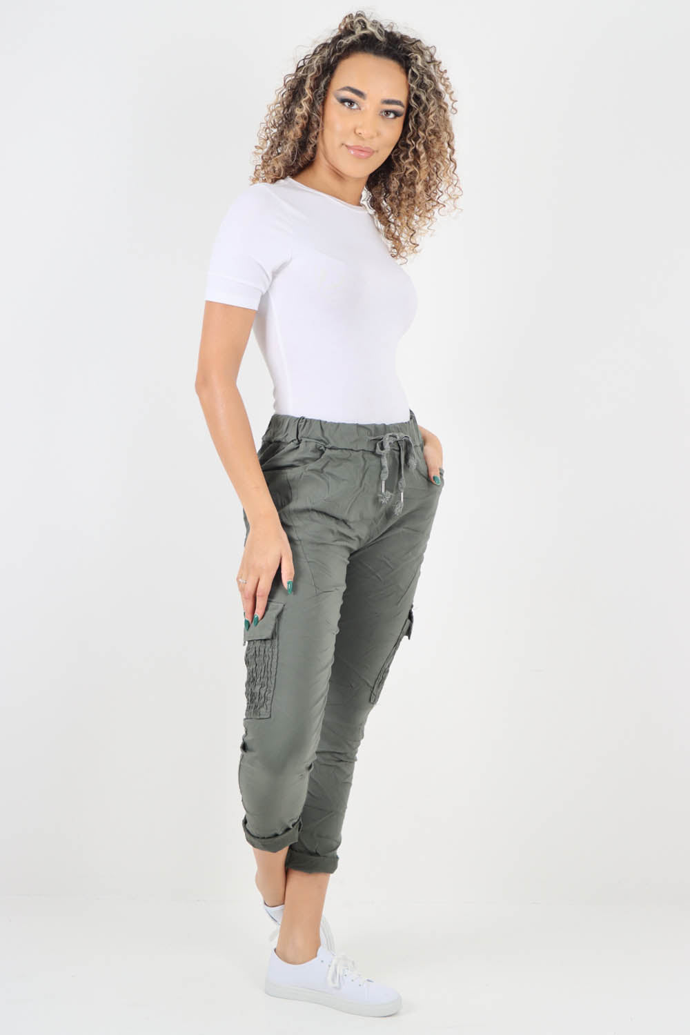 Ruched Pocket Drawstring Magic Pants