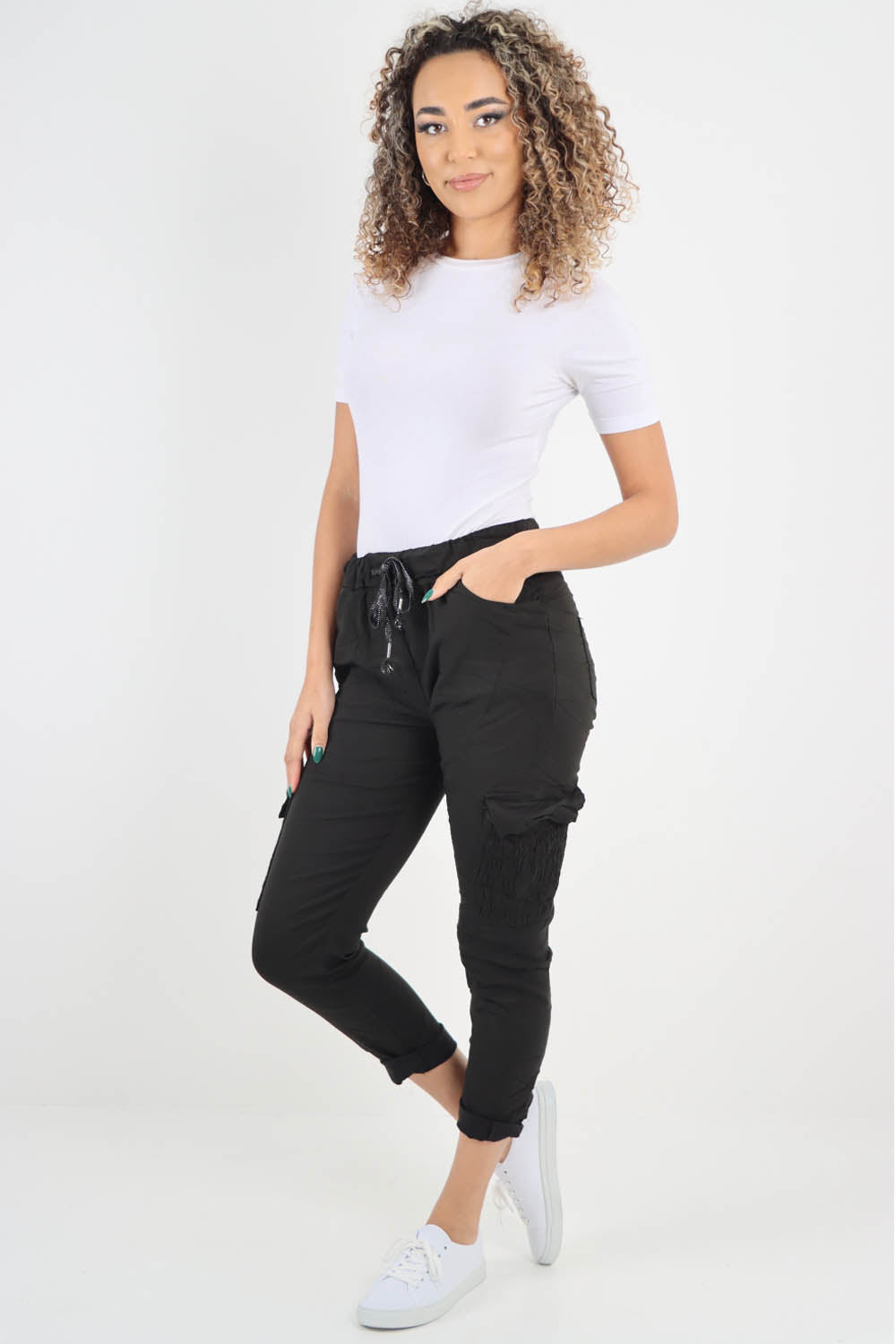 Ruched Pocket Drawstring Magic Pants