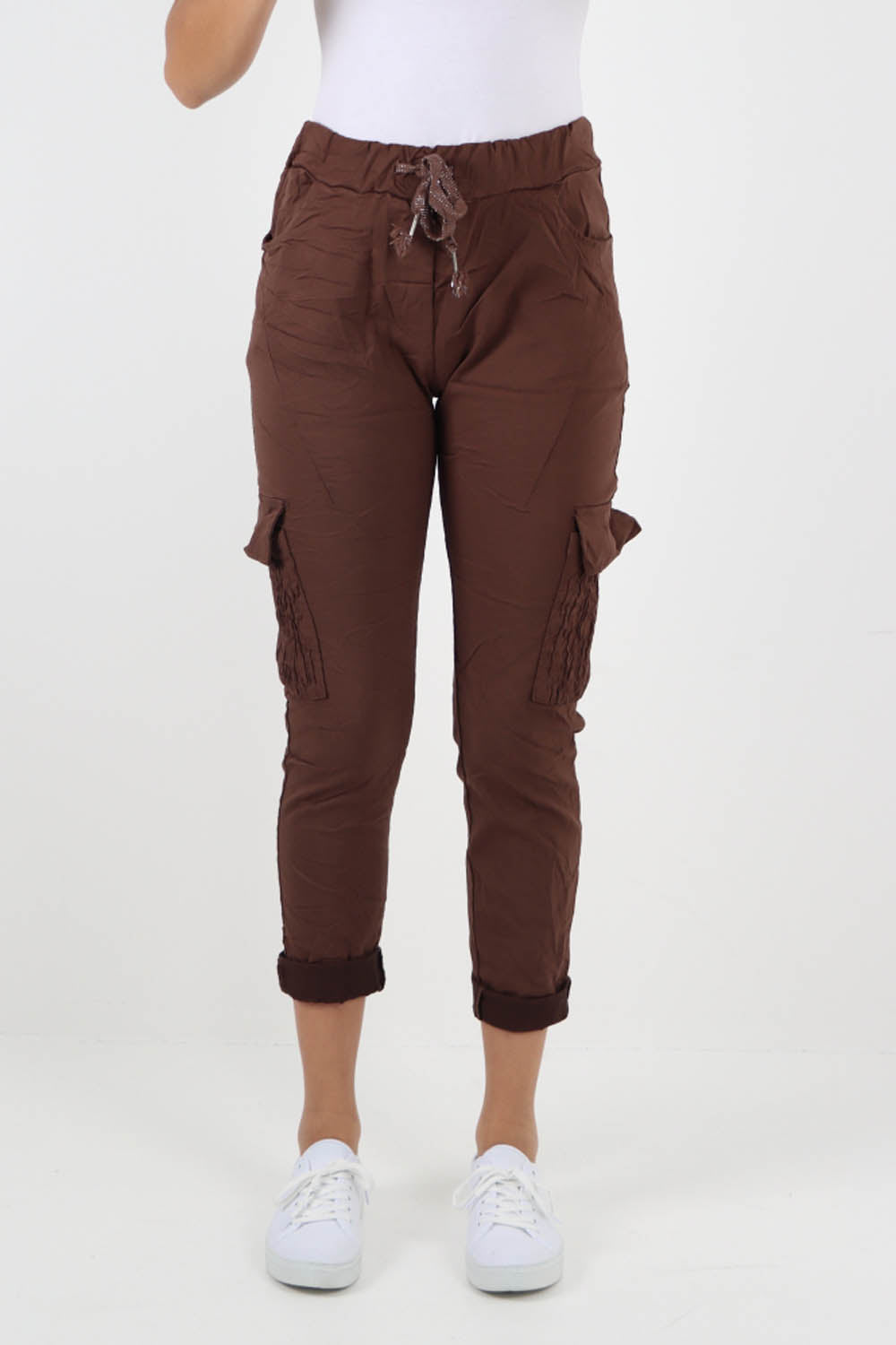 Ruched Pocket Drawstring Magic Pants