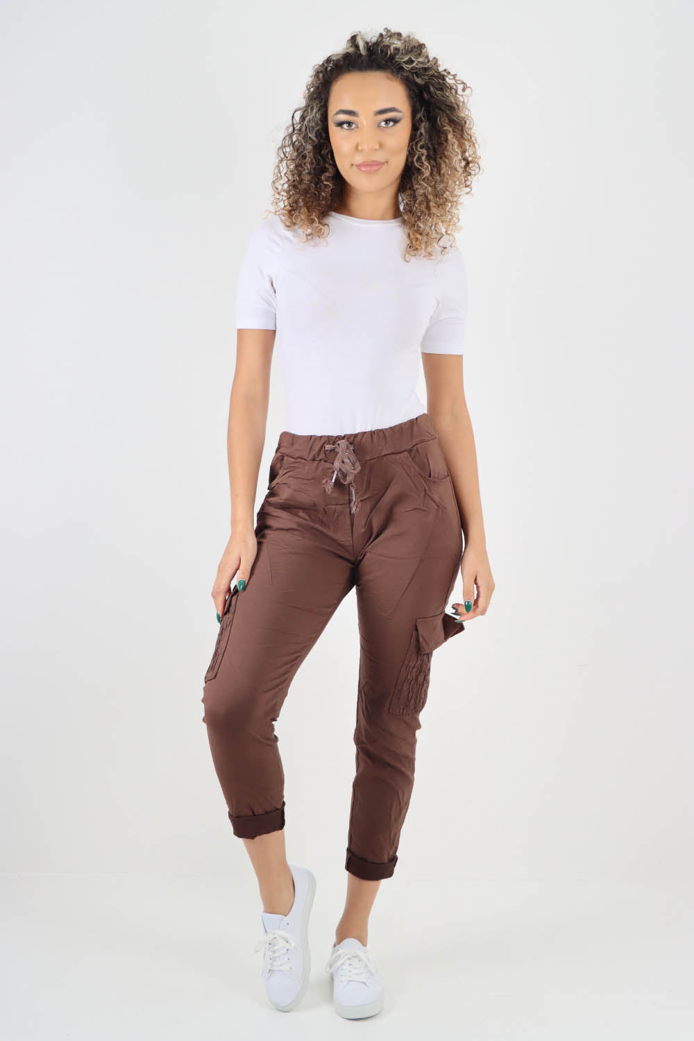 Ruched Pocket Drawstring Magic Pants