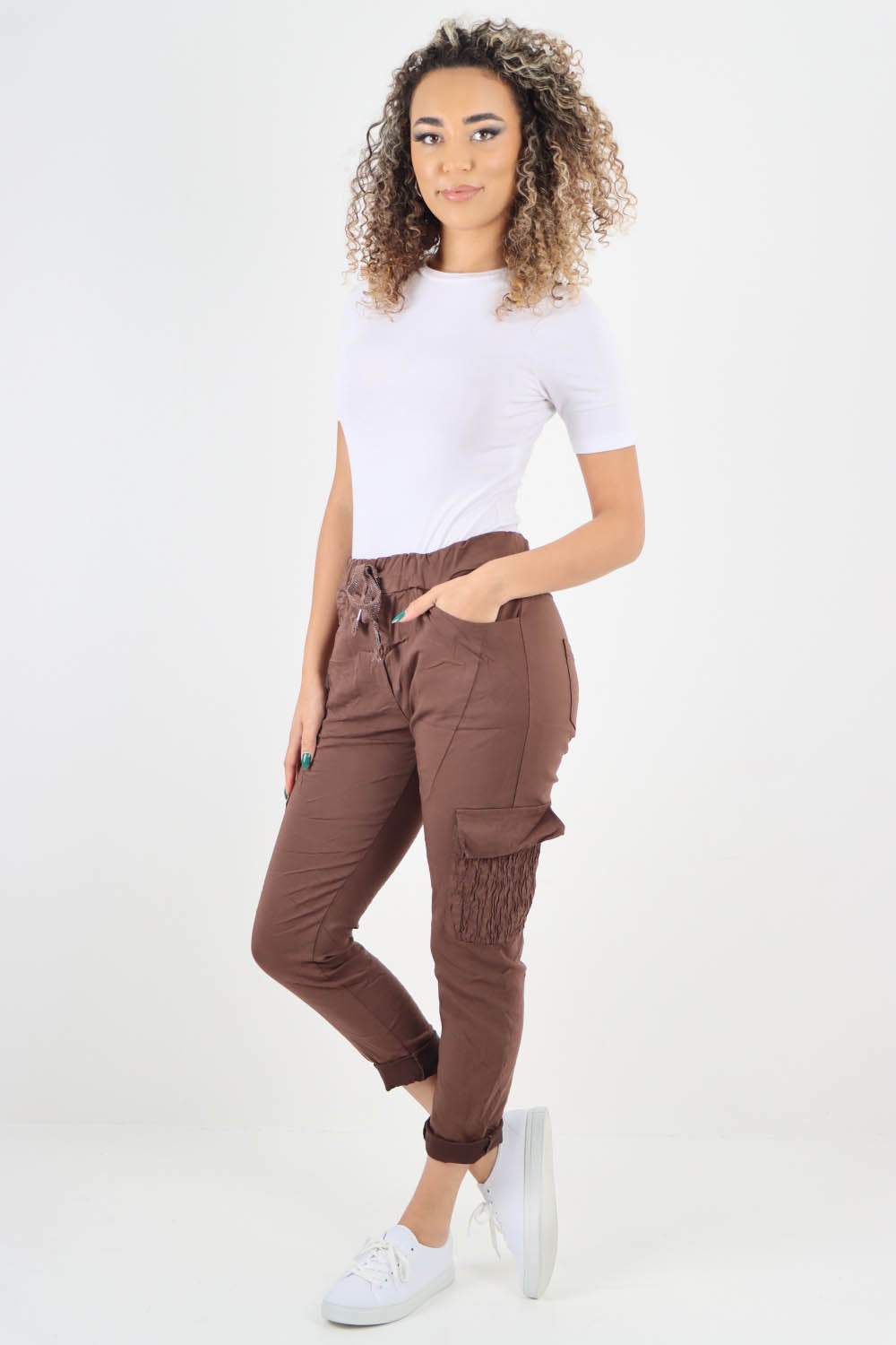 Ruched Pocket Drawstring Magic Pants