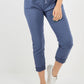 Blue-Plain Back Pockets Magic Pants