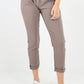 Brown-Plain Back Pockets Magic Pants