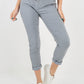 Grey-Plain Back Pockets Magic Pants
