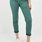 Jade Green-Plain Back Pockets Magic Pants