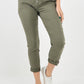 Kahki-Plain Back Pockets Magic Pants