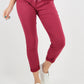 Wine-Plain Back Pockets Magic Pants