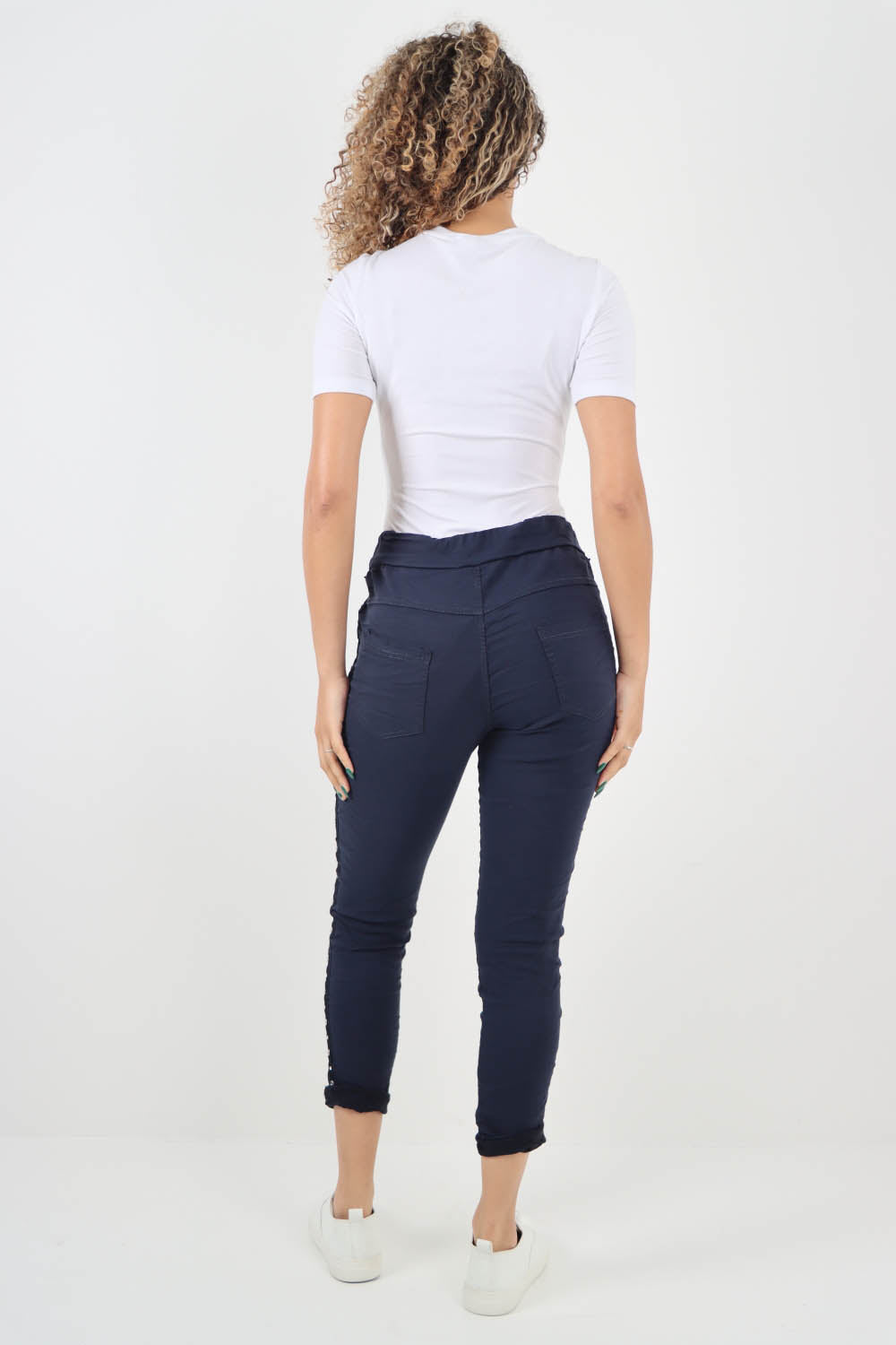 Side Diamante Drawstring Magic Pants