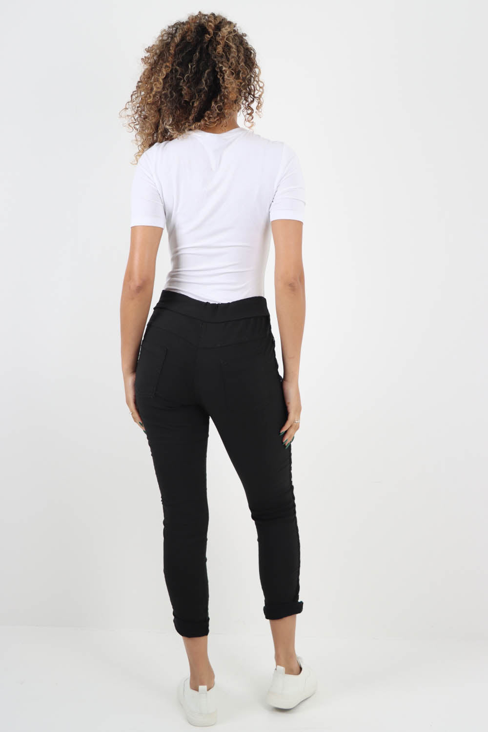 Side Diamante Drawstring Magic Pants