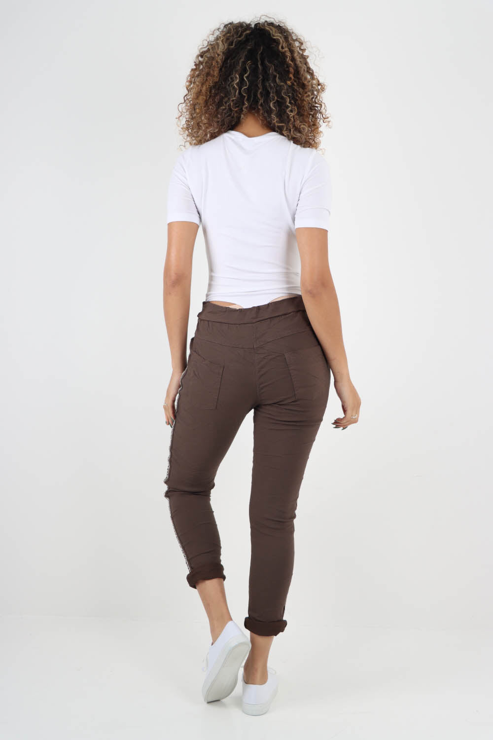 Side Glitter Ribbon Drawstring Magic Pants