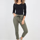 Side Glitter Ribbon Drawstring Magic Pants