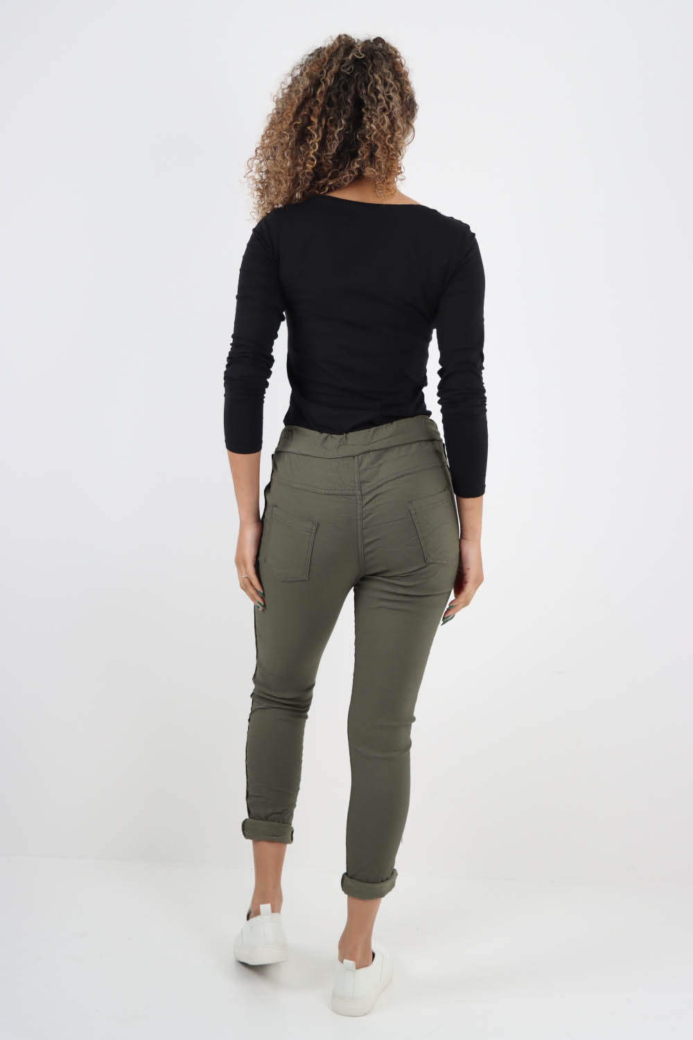 Side Glitter Ribbon Drawstring Magic Pants