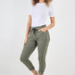 Side Glitter Ribbon Drawstring Magic Pants