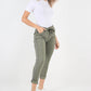Side Glitter Ribbon Drawstring Magic Pants
