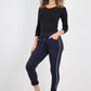 Side Glitter Ribbon Drawstring Magic Pants