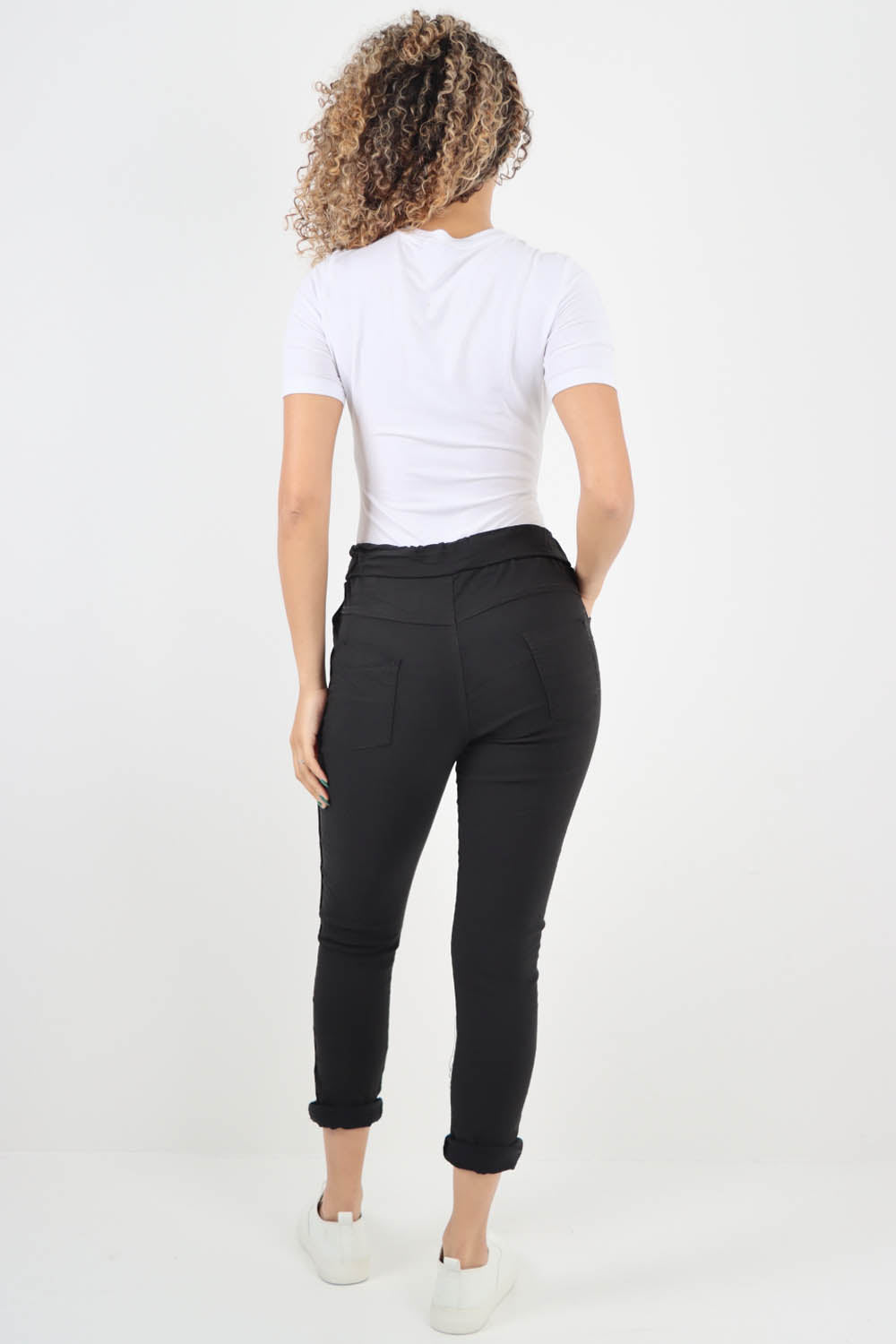 Side Glitter Ribbon Drawstring Magic Pants