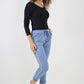 Side Glitter Ribbon Drawstring Magic Pants