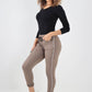 Side Glitter Ribbon Drawstring Magic Pants