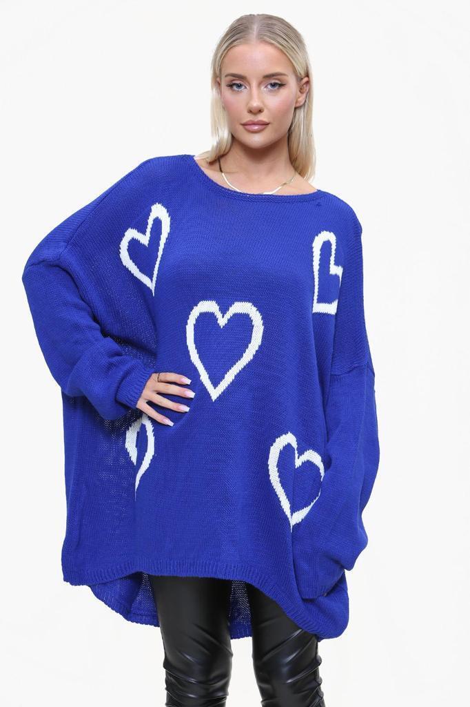 Heart Print Oversized Jumper