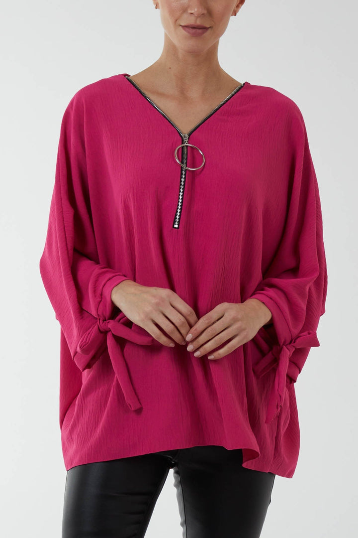 Ring Zip Tie Sleeve Blouse