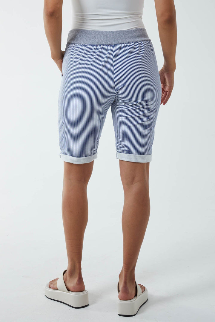 Stripe Shorts with Contrasted Waist