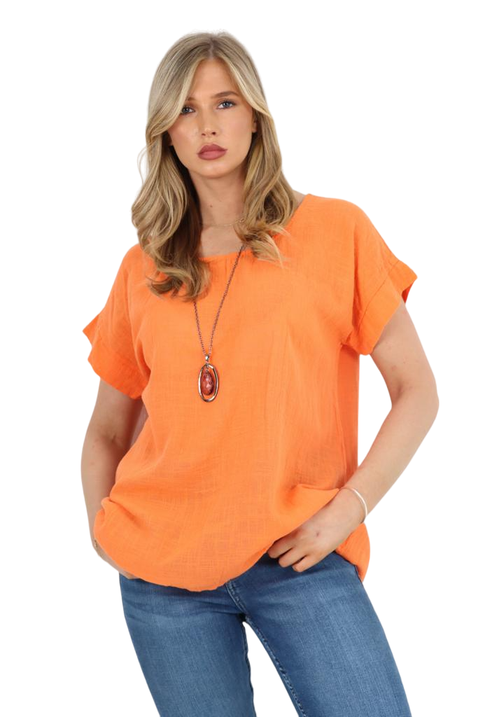 Italian Short Sleeve Necklace Top