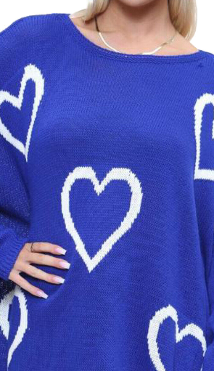 Heart Print Oversized Jumper