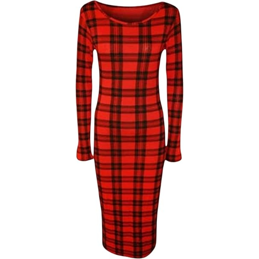 Printed Bodycon Midi Long Sleeve