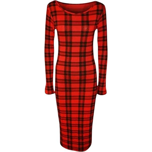 Printed Bodycon Midi Long Sleeve