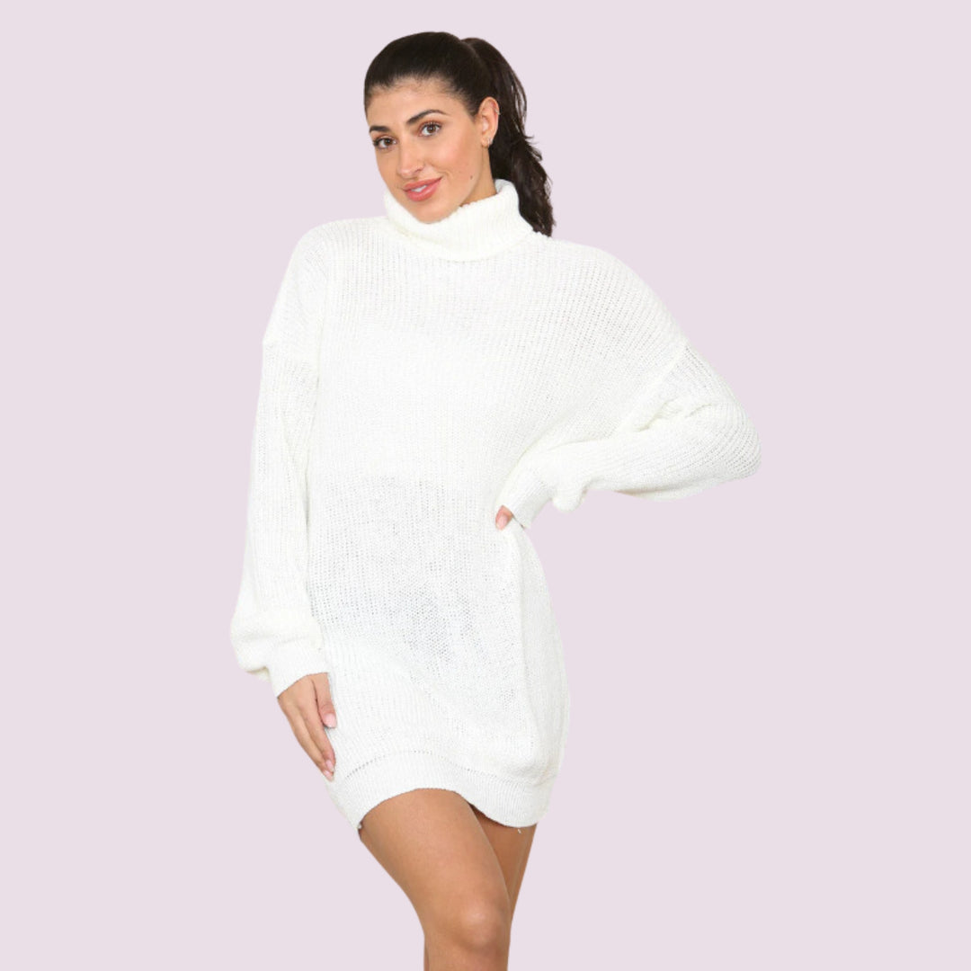 Polo Roll Neck Ribbed Knitted Florescent Jumper